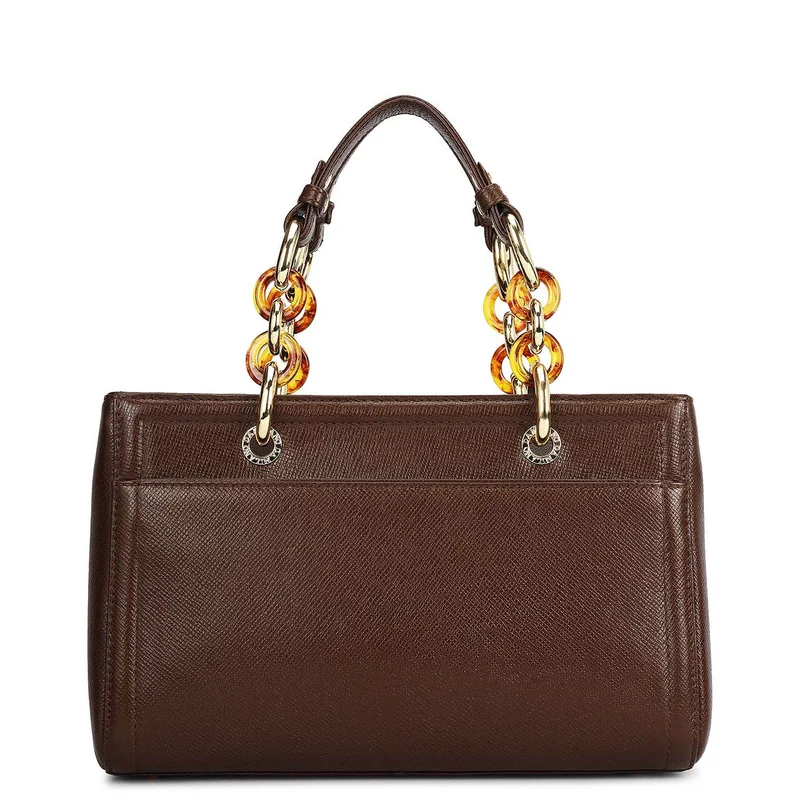 Da Milano Walnut Small Franzy Leather Satchel - Walnut for Women | Best Price UAE